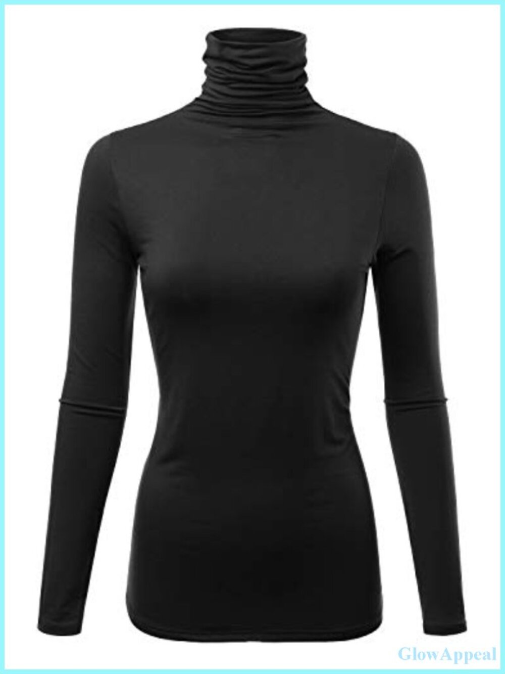 Womens Long Sleeve Turtleneck Pullover Sweater Lightweight 200 GSM Rayon Spandex